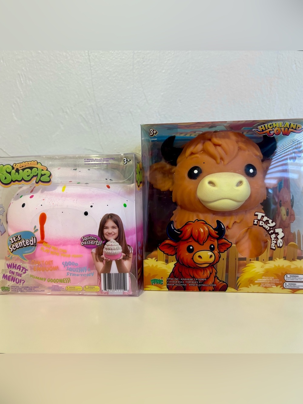 Five Below Highland Cow & Pink Scented Cupcake Squishy Toys